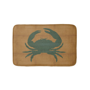 Rustic Tan with Dark Green Crab Bath Mat