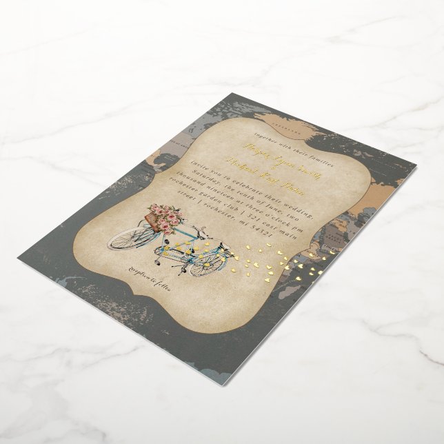 rustic tandem bicycle world map wedding (Rotated)