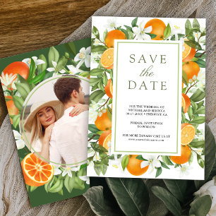 Rustic Tangerine Citrus Orange Photo Wedding Save The Date