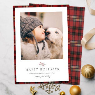 Rustic Tartan Border Christmas Holiday card