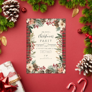 Rustic Tartan Christmas Acrylic Invitations