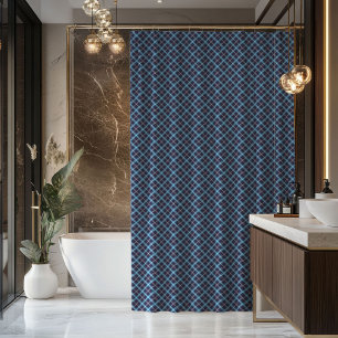 Rustic Tartan Curtain Navy Blue Bath Gift Idea
