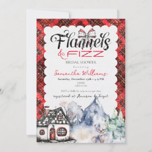 Rustic Tartan Flannel & Fizz Winter Bridal Shower Invitation