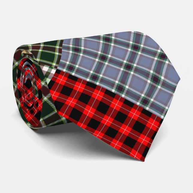 Rustic tartan patchwork  neck tie (Rolled)