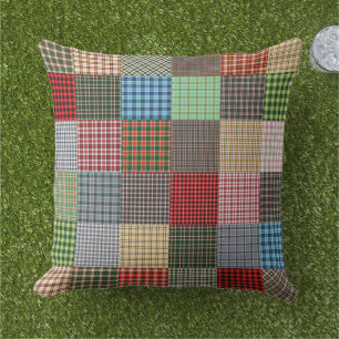 Rustic Tartan Patchwork Plaid Design Cushion