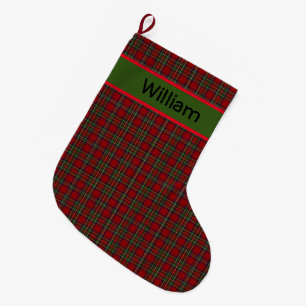 Rustic Tartan Plaid checked personalised Large Christmas Stocking