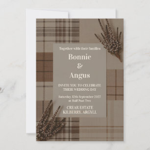 Rustic Tartan Plaid Heather Wedding Invitation   S