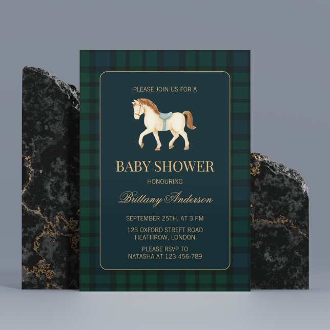 Rustic Tartan Plaid Horse Baby Shower  Invitation (Creator Uploaded)