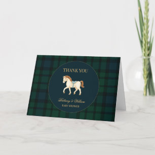 Rustic Tartan Plaid Horse Baby Shower  Thank You Card