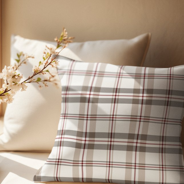 Rustic Tartan Plaid Tan Beige Neutral Farmhouse Cushion (Creator Uploaded)