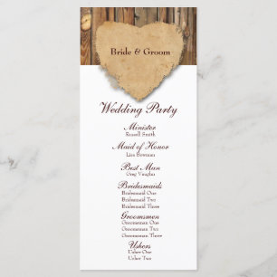 Rustic Tattered Heart Wood Wedding Program