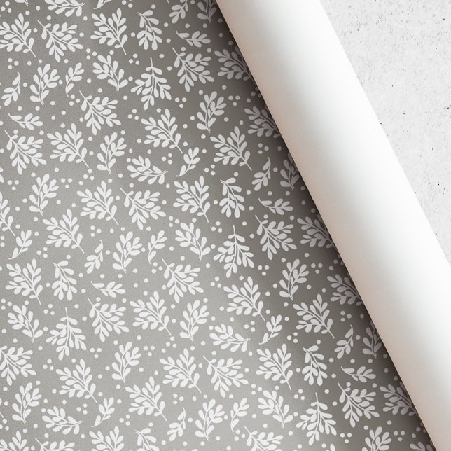Rustic Taupe Winter Foliage Christmas Wrapping Paper (Creator Uploaded)