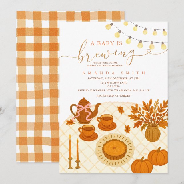 Rustic Tea Party Love is brewing Baby Shower Invitation (Front/Back)