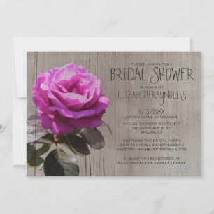 Rustic Tea Rose Bridal Shower Invitations