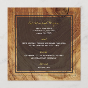 Rustic Teak Wood Wooden Photo Modern Wedding Menu