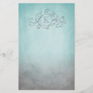 Rustic Teal and Grey Bohemian  Flourish Stationery