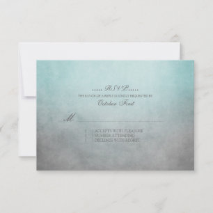 Rustic Teal and Grey Bohemian Wedding RSVP Card