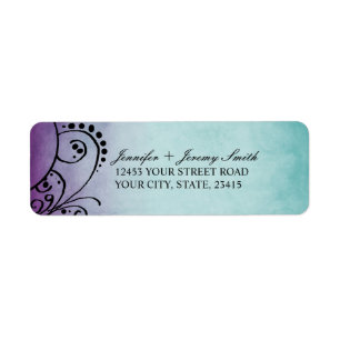 Rustic Teal and Purple Bohemian Return Address Label