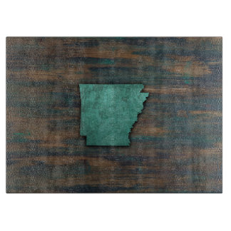 Rustic Teal Arkansas Shape Cutting Board