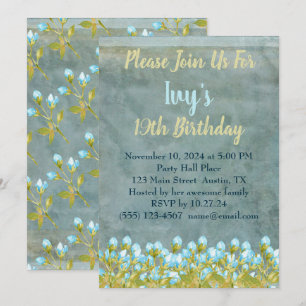Rustic Teal Blue Watercolor Art Invitation
