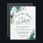 Rustic Teal Boho Floral Wedding Save the Date Magnetic Invitation<br><div class="desc">These beautiful magnetic cards will let your friends and family know to save the date for your upcoming wedding. They feature an elegant design with lacy script calligraphy and hand painted watercolor roses in shades of teal, turquoise, cyan, or aqua. The rustic boho chic style makes these cards appropriate for...</div>