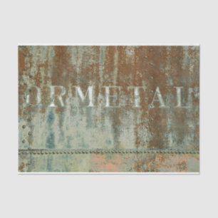 Rustic Teal Brown Vintage Texture Train Typography Tissue Paper
