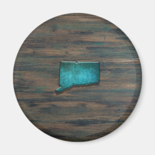Rustic Teal Connecticut Shape Magnet