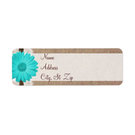 Rustic Teal Gerber Daisy Return Address Labels