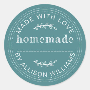 Rustic Teal Homemade Baked Goods Classic Round Sticker