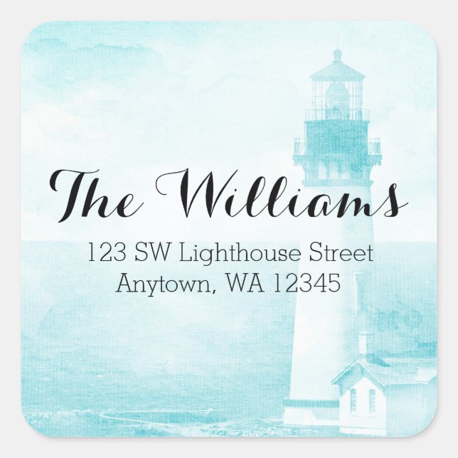 Rustic Teal Lighthouse Address Label (Front)