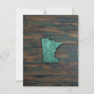 Rustic Teal Minnesota Shape Thank You Card