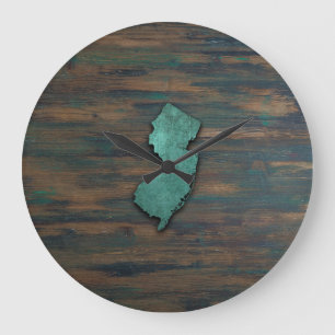 Rustic Teal New Jersey Shape Large Clock
