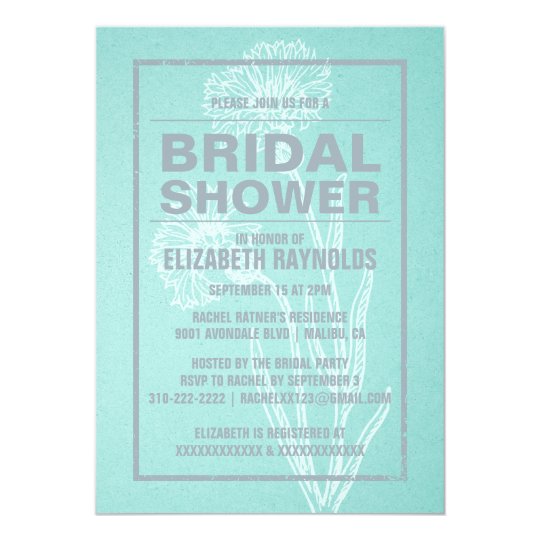 Rustic Teal & Silver Bridal Shower Invitations