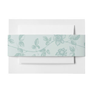 Rustic Teal Whimsical Floral Wedding Invitation Belly Band