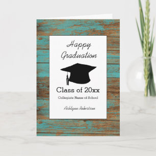 Rustic Teal Wood Class of 2024 Graduation Card