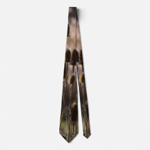 Rustic Teasel Thistle Dried Plant Pattern Tie