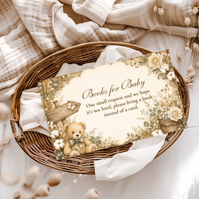 Rustic Teddy Bear Books for Baby Enclosure Card (Creator Uploaded)