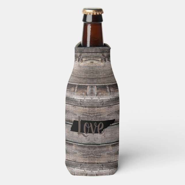 rustic TENNESSEE LOVE in script | Bottle Cooler (Bottle Front)