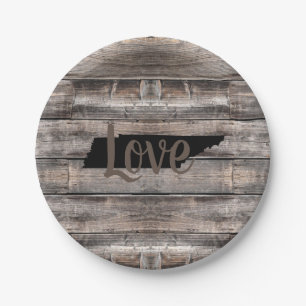 rustic TENNESSEE LOVE in script Paper Plate