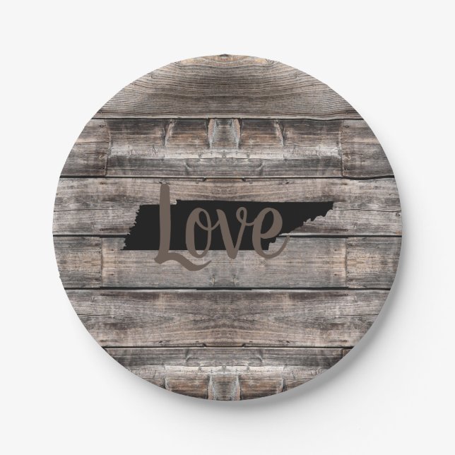 rustic TENNESSEE LOVE in script | Paper Plate (Front)