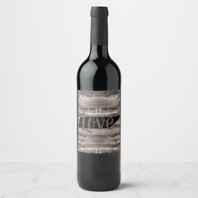 rustic TENNESSEE LOVE in script | Wine Label (Front)