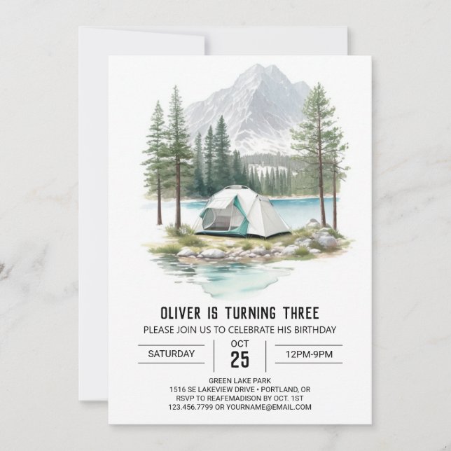 Rustic Tenting in the Pines Birthday Invitation (Front)