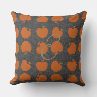 Rustic Terra-cotta Apples Pattern Add Monogram Cushion