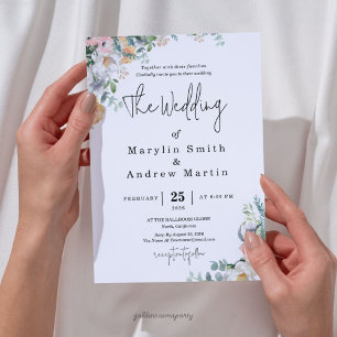 Rustic Terracotta and Orange Autumn Floral wedding Invitation