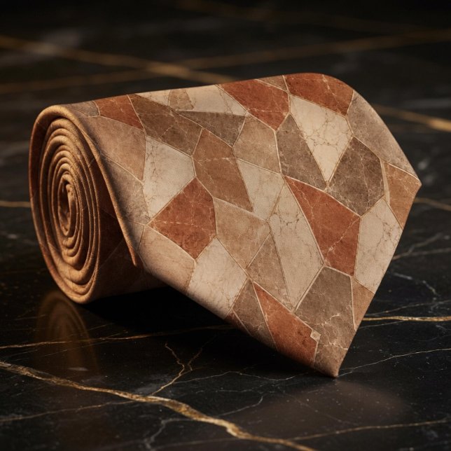 Rustic Terracotta and Sandstone Marble Geometric Tie (Creator Uploaded)