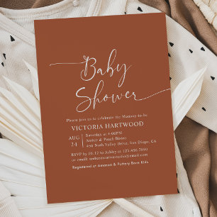 Rustic Terracotta Baby Shower Invitation