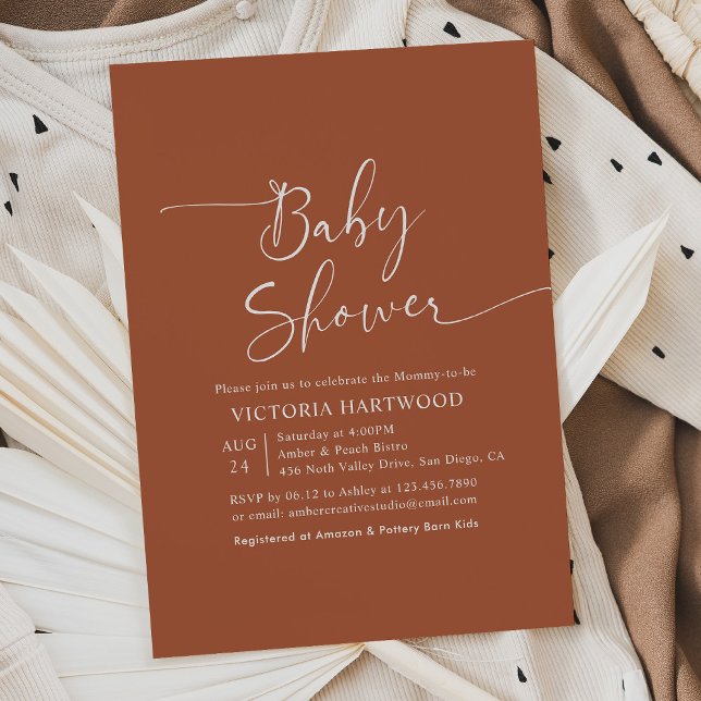 Rustic Terracotta Baby Shower Invitation (Creator Uploaded)