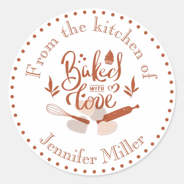 Rustic Terracotta Baked With Love Kitchen Label (Front)