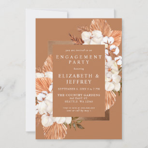 Rustic Terracotta Boho Pampas Engagement Party Invitation