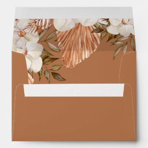 Rustic Terracotta Boho Pampas Orchids Wedding Envelope